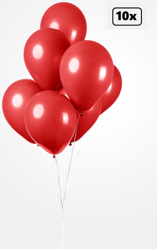 10x Ballon rood 30cm - Festival feest party verjaardag landen helium lucht thema