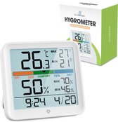 Hygromètre Ecoworks avec rétroéclairage - Incl. Batterie - Humidimètre - Station météo numérique - Thermomètre intérieur