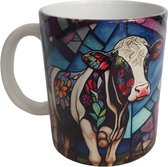 Beker Koe - Cow - Boerderij - Stained glass - Verjaardag geschenk- Mug - Moederdag - Vaderdag - Boer - Boerin