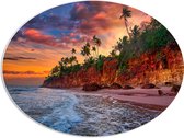 PVC Schuimplaat Ovaal - Cliff bij Zonsondergang - 80x60 cm Foto op Ovaal (Met Ophangsysteem)