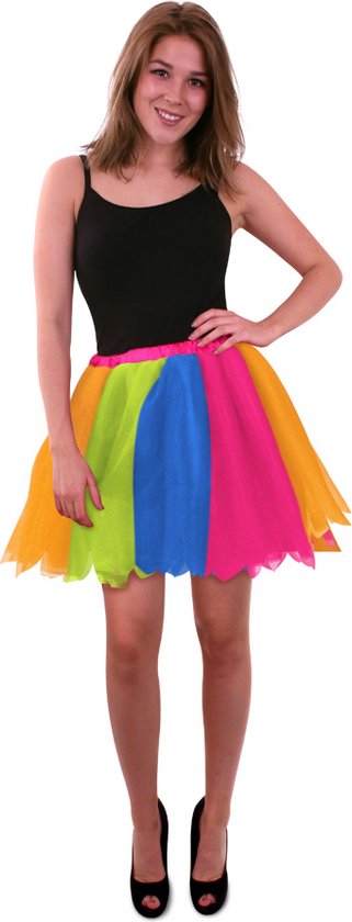 PartyXplosion - Jaren 80 & 90 Kostuum - Tule Rok Uit Dansen Regenboog Vrouw - Multicolor - One size - Carnavalskleding - Verkleedkleding