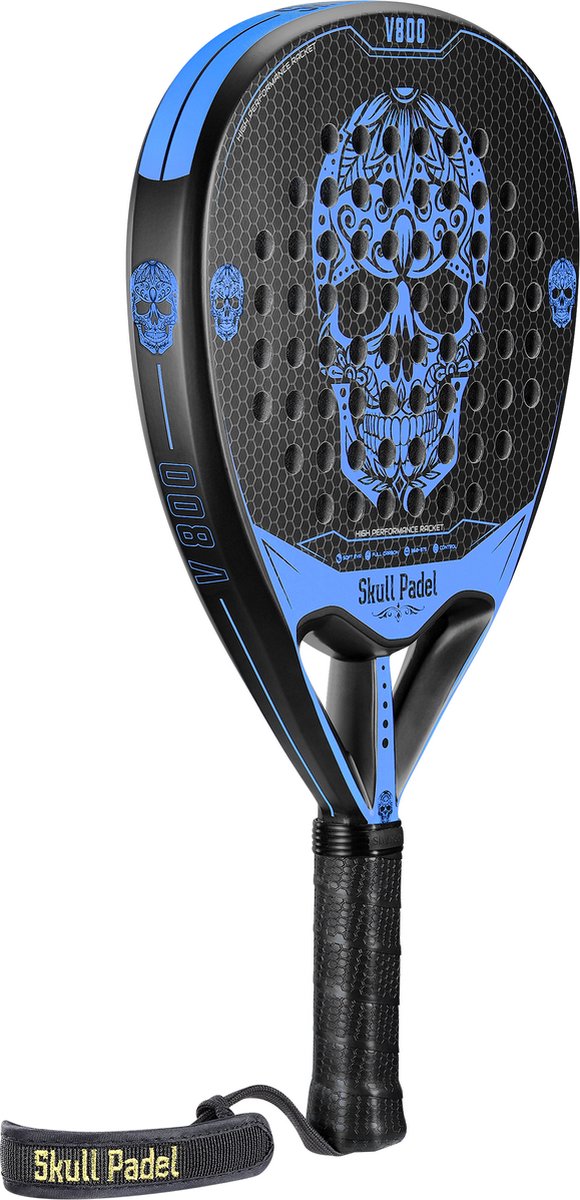 Skull Padel V800 Blauw - Padel Racket - Blauw Zwart - Hybrid - Carbon
