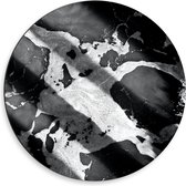 Dibond Muurcirkel - Zwart met Witte Mix van Kleuren - 50x50 cm Foto op Aluminium Muurcirkel (met ophangsysteem)
