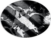 PVC Schuimplaat Ovaal - Zwart met Witte Mix van Kleuren - 80x60 cm Foto op Ovaal (Met Ophangsysteem)