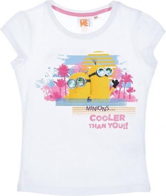 Minions Shirt - Meisjes - Cooler than you! - Wit - Maat 110/116