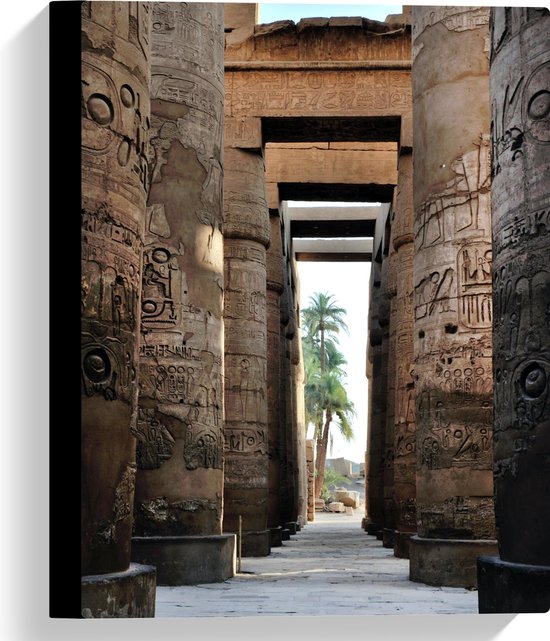 Canvas - Hiërogliefen op Pilaren van Oud Egyptisch Monument - 30x40 cm Foto op Canvas Schilderij (Wanddecoratie op Canvas)