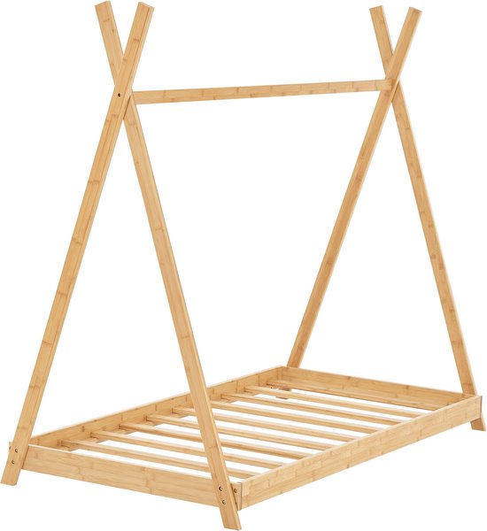 Kinderbed Lara - Tipi Bed - Bamboe - 70x140cm - Houtkleurig - Voor Meisjes - Voor Jongens - Snelle Montage