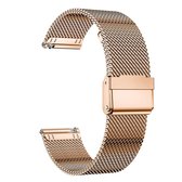 T.O.M.- RVS Horlogebandje met dubbele sluiting -Rosé goud 20mm-geschikt voor o.a. Samsung Galaxy Watch 4/5/6/-Amazfit - Huwawei en elke horloge met 20MM bandje- Milanees bandje