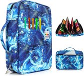 Gekleurde Etui 304 Slots Pen Case Organizer met Handige Wrap & Rits (8-12), Blauw, Modern design