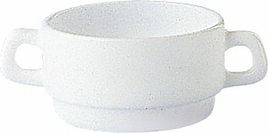 Bol à soupe Arcoroc blanc, légèrement texturé, avec deux poignées, 31 cl.