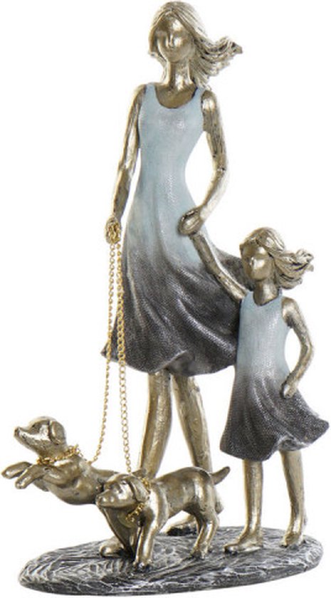 Decoratieve figuren DKD Home Decor Blauw Gouden Hars Modern Familie (16 x 9,5 x 24 cm)