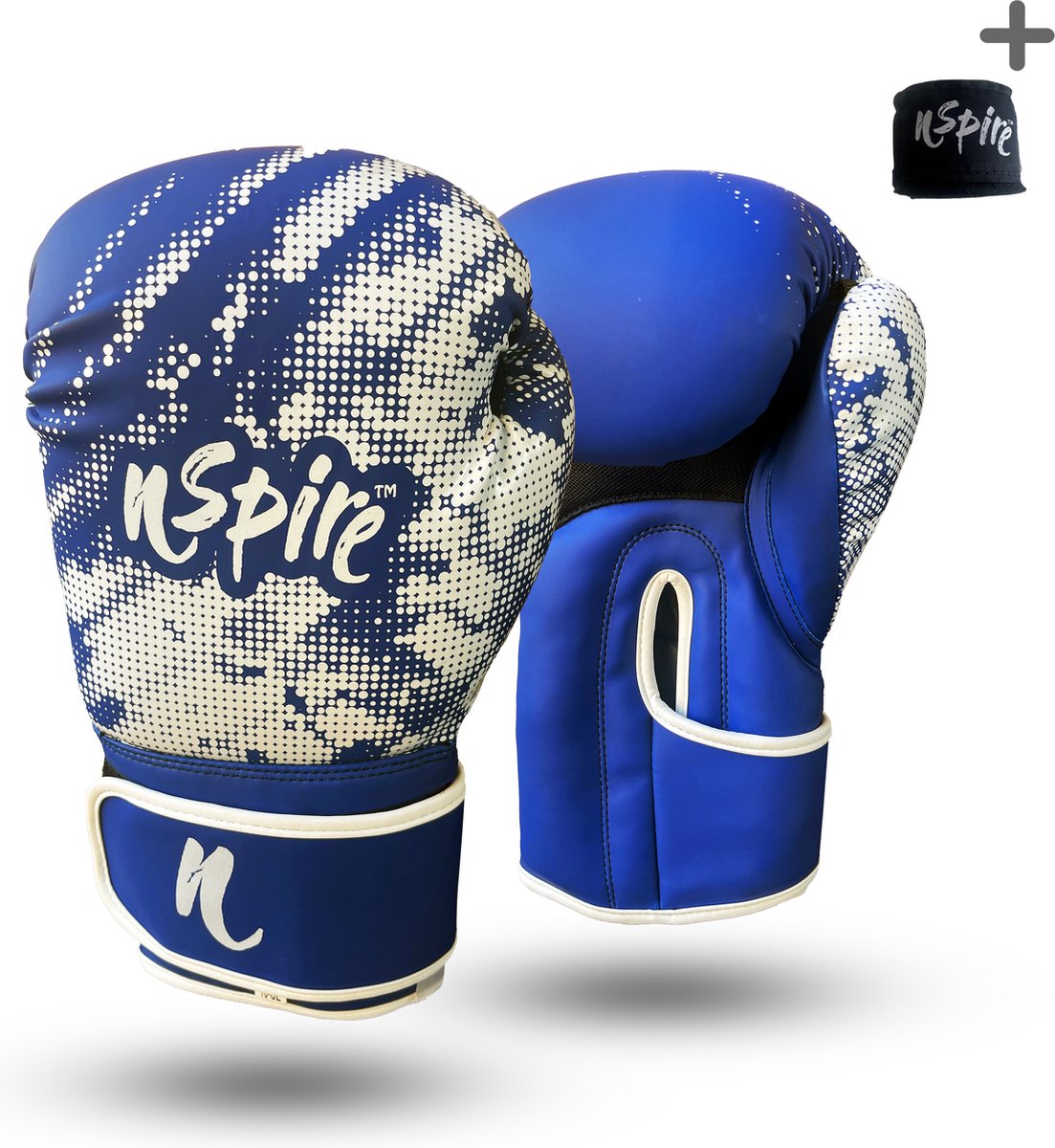 Nspire Sports : (kick) bokshandschoen - plus gratis bandage - Blauw 14 oz