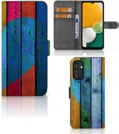 Mobiel Bookcase Samsung Galaxy A14 4G Smartphone Hoesje Wood Heart