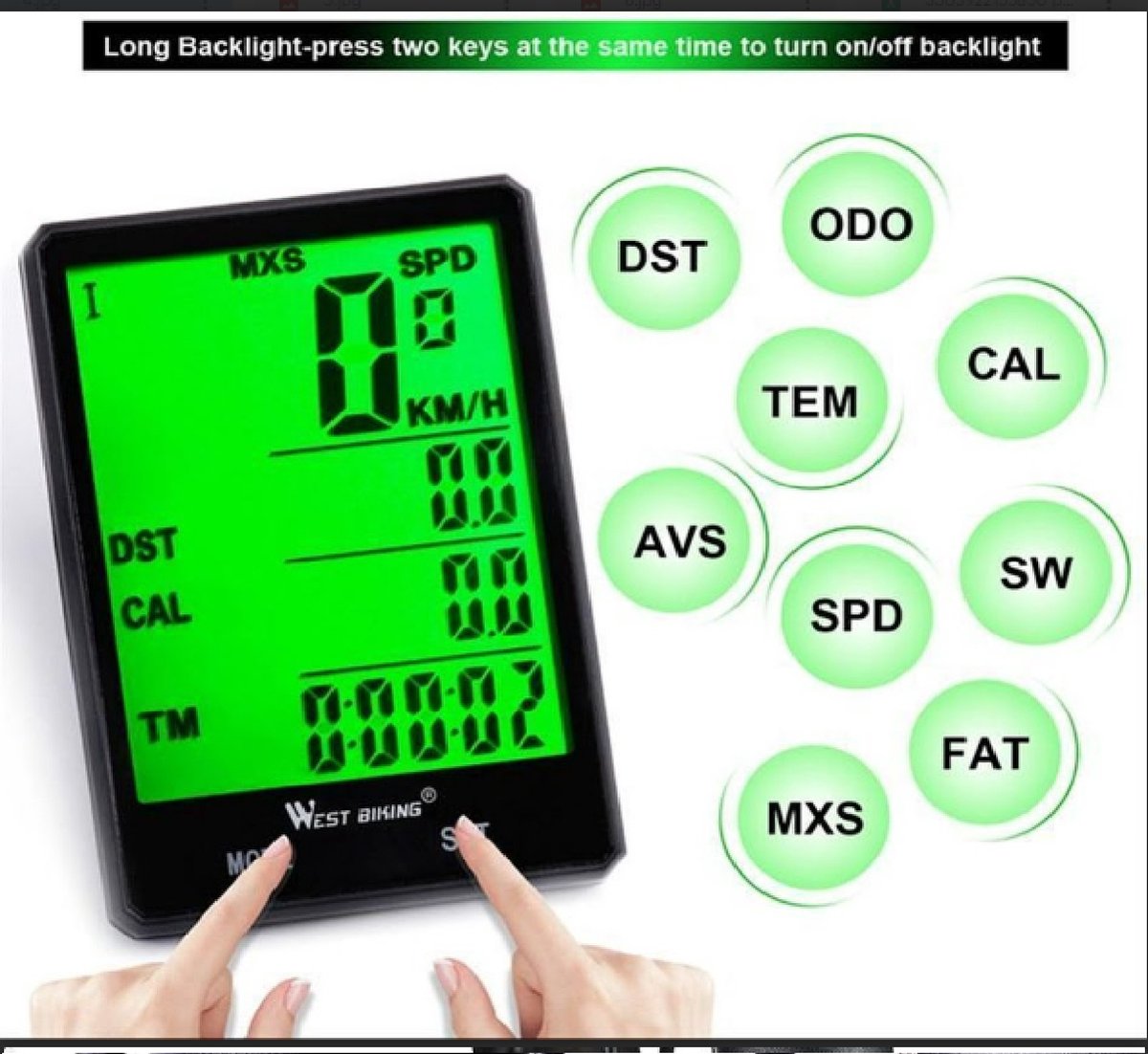 Fietscomputer, 19 functies, kilometerteller, IP54 waterdicht, met led- achtergrondverlichting display, fietssnelheidsmeter, automatische start/stop-snelheidsmeter, bekabeld, HD-snelheidsmeter, fiets