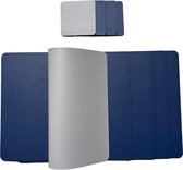 VIGH Essentials - Dubbelzijdige placemat set van 4 met bijpassende onderzetters - kunstleer - donkerblauw/grijs - 30 x 45 cm - makkelijk schoon