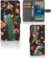 Telefoonhoesje Nokia G22 Flipcase Cover Pauw met Bloemen