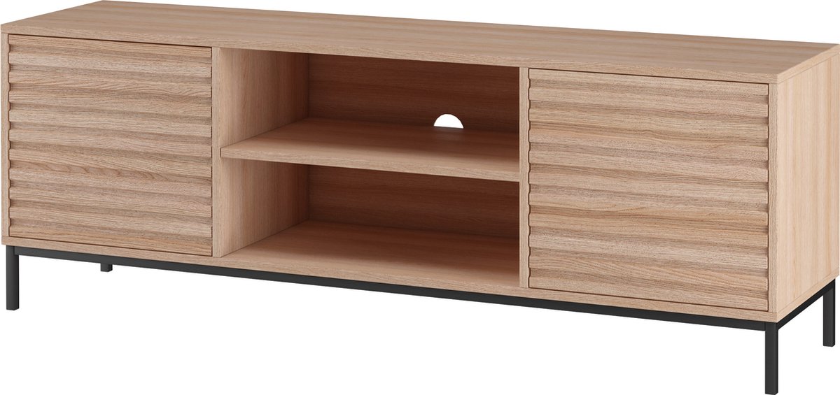 Notio Living Celine|TV-meubel met 2 deuren en 2 open compartimenten in eikenlook Brown