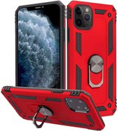 Apple iPhone 13 pro Sturdy Magnetic Anti shock ring back cover case / antichoc / TPU avec support + protecteur d'écran gratuit couleur Rouge