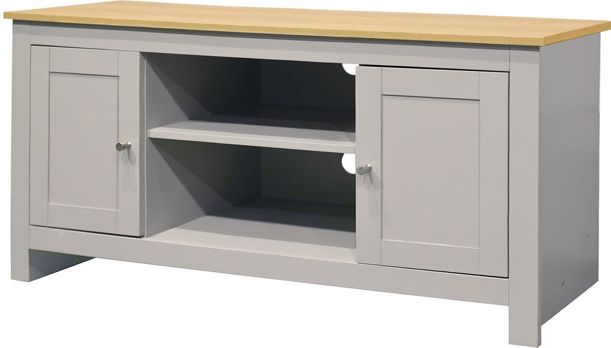 Notio Living Emerald|TV-meubel met 2 deuren in eikenlook en grijs Grey