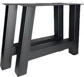 Maison DAM – 2x industriële tafelpoot A met koker 10x10cm, Hoogte 72cm, mat zwart fijn structuur, hoogwaardige kwaliteit - Inclusief steldop - Topplaat; 4mm