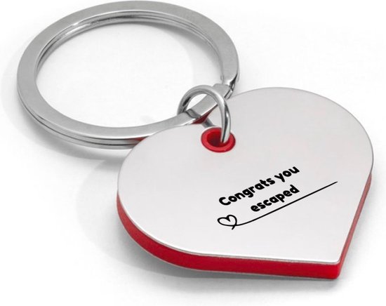 Akyol - congrats you escaped sleutelhanger inclusief kaart sleutelhanger hartvorm - Collega - medewerker - welkom cadeau - afscheid - leuk kado voor je collega om te geven