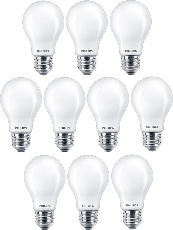 10 stuks Philips LED lamp E27 5.9W 806lm 2700K Mat Dimbaar Cri90 A60