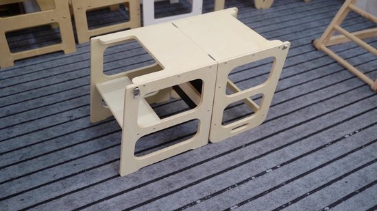 509 Lofty Montessori Opvouwbare leertoren, keukenhulp voor kinderen, stapelbaar, handig voor opslag, 3 hoogtes, staand bord, kleur naturel
