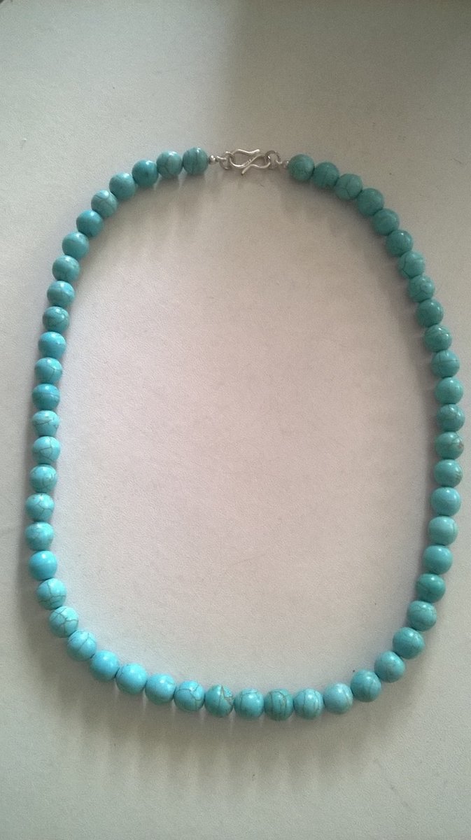 Gemstones-silver ketting turquoise 46 cm 925 zilver slot.