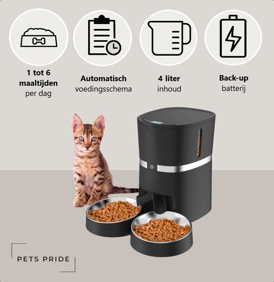 SMARTPAW Automatische Voerbak voor Katten en Honden, WiFi, 7L, Slimme Voederbak met Camera, Aangesloten App, Tot 10 Maaltijden Per Dag, Met RVS Voerbak, Dubbele Stroomvoorziening