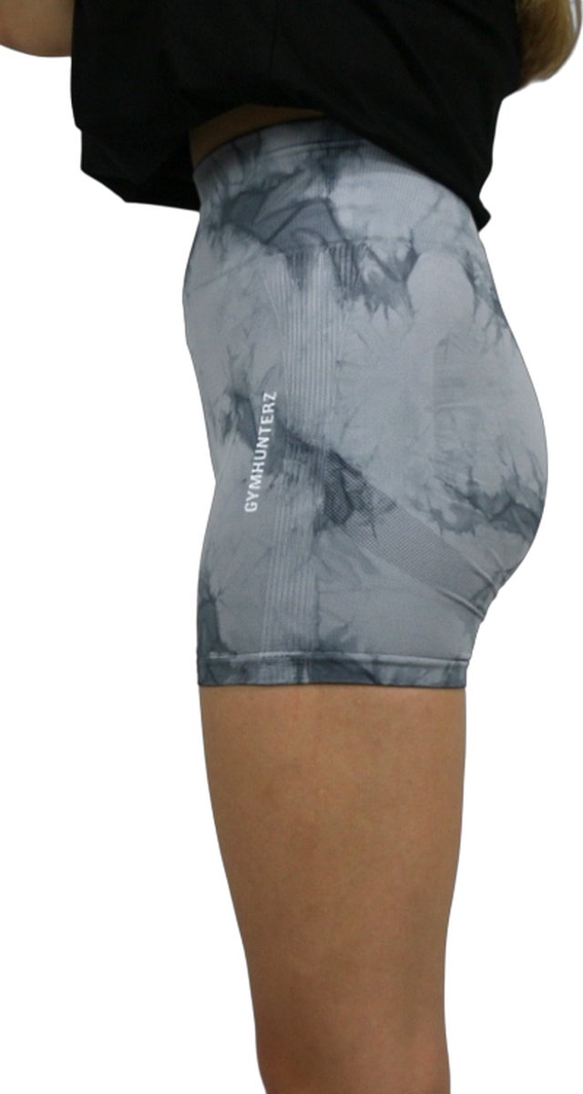 Gymhunterz - Sport Fitness short - Control Butt Lift short - Brede band taille - Sport Fitness short - Huidvriendelijk - Ademend, vochtafvoerend, sneldrogend, 4-way stretch, comfortabel - Kleur Grijs - Maat L