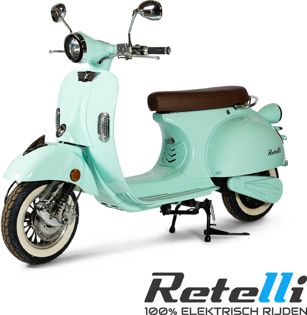 Retelli Vecchio Classico Mint - elektrische scooter - Brom/snor - retro -  incl... | bol.com