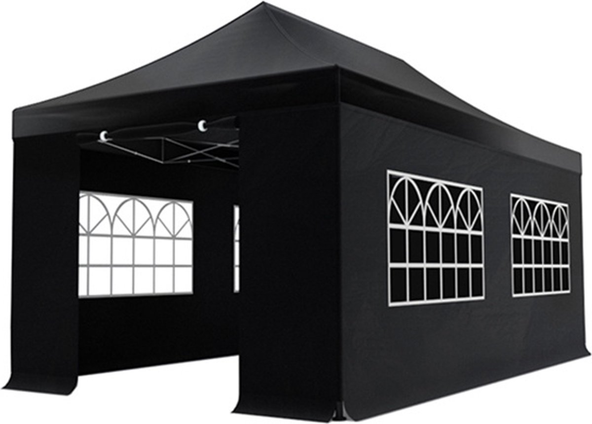 Easy up 3x6m zwart 30mm (aluminium buizen) semi prof partytent opvouwbaar