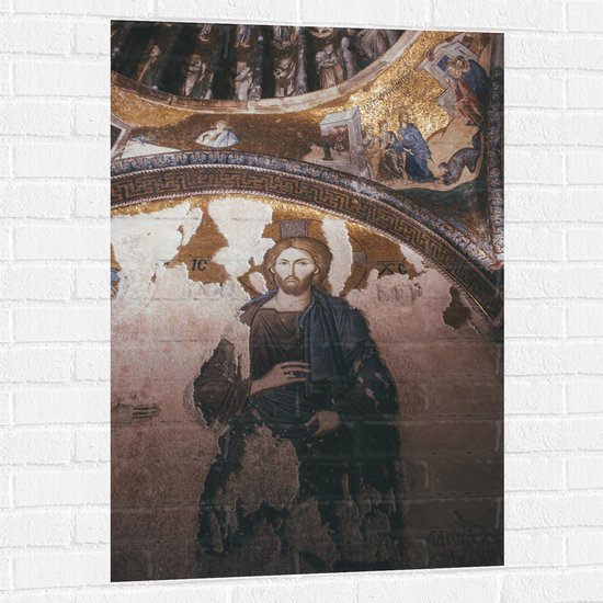 Muursticker - Religieuze Muurschilderingen in een Kerk - 70x105 cm Foto op Muursticker