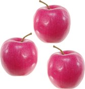 Kunstfruit decofruit - 3x - appel/appels - ongeveer 8 cm - rood - namaak fruit