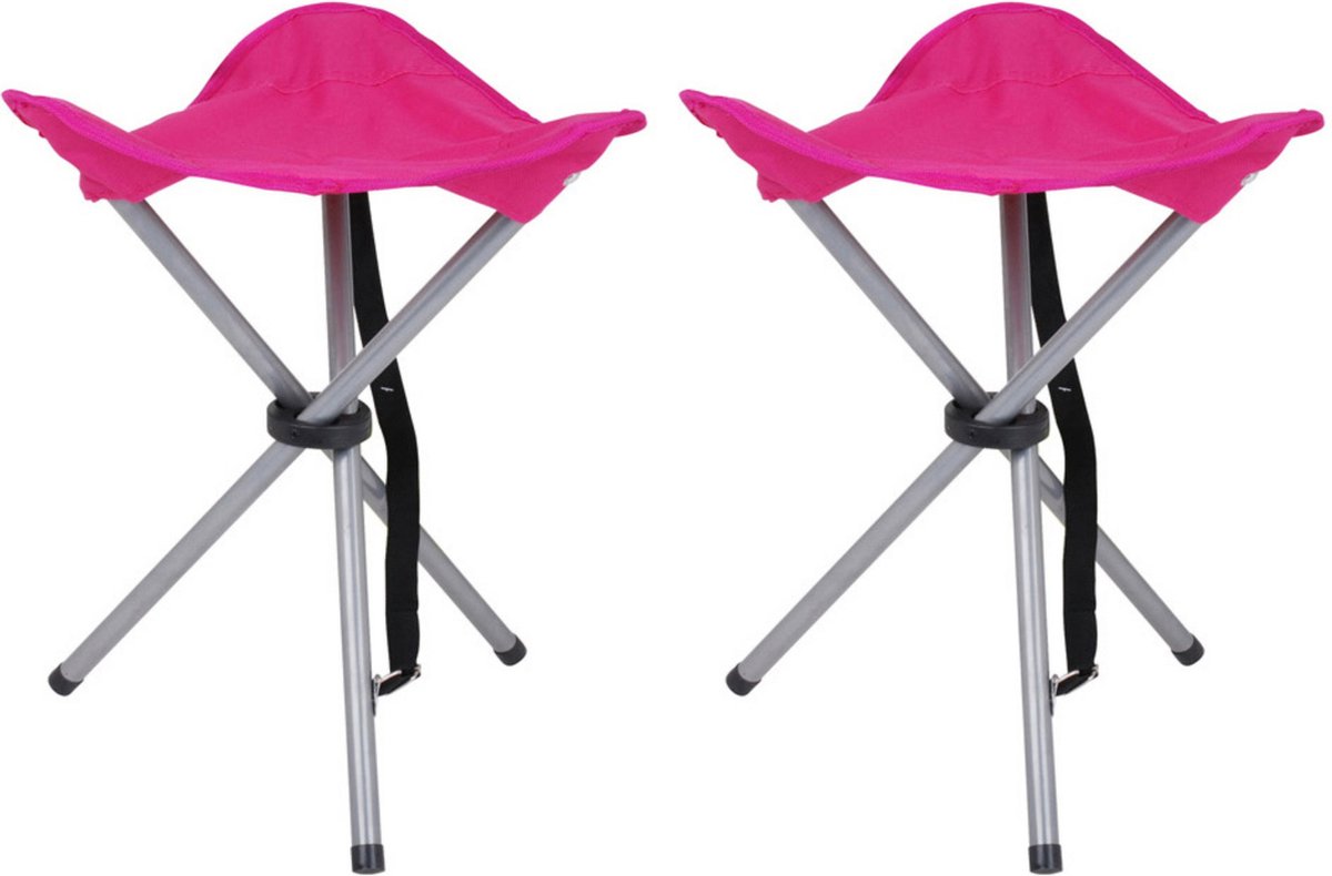 Urban Living bijzet krukje/stoeltje - 2x - Opvouwbaar - Camping/outdoor - D32 x H43 cm