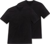 SCHIESSER American T-shirt (2-pack) - heren shirt korte mouw jersey v-hals zwart - Maat: L