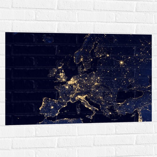 Muursticker - Kaart van Europa - 90x60 cm Foto op Muursticker