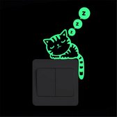 Glow in the dark muur sticker - Lichtknop sticker - Slapende kat