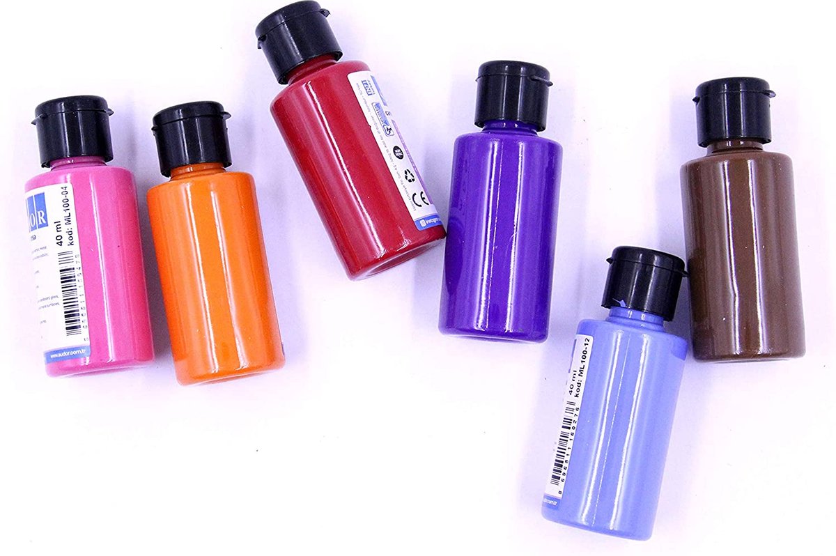 Acrylverfset voor kinderen en volwassenen | Universele verf voor hout, steen, canvas, polyester, papier, gips, stof, leer, metaal | Acrylverfset (6 x 40 ml medium tinten) — afbeelding 8