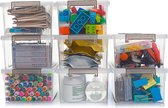 8 Sets Small Storage Box with Lid Plastic Stackable Storage Containers with Handles, 23 x 17 x 10.5 cm