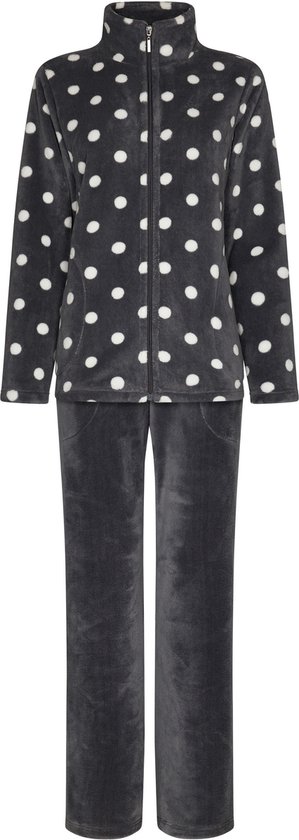 Pastunette fleece huispak dames - Grey Dots - 48 - Grijs