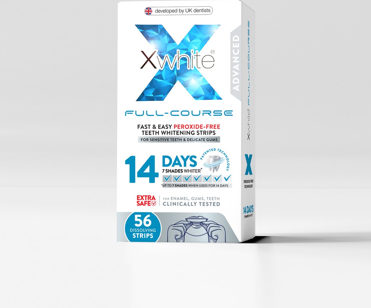 Goedkoopste Xwhite ® - FULL-COURSE Professional teeth whitening PAP strips - Professionele strips voor het bleken van tanden - zonder waterstofperoxide - 56 strips 14 daagse kuur
