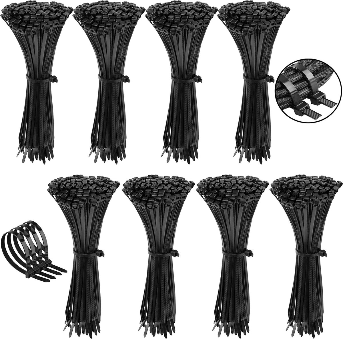 Tie Rips Polyamide kabelbinders, tie rips, zwarte kabelbinders, 200x2,5 mm / 800 ...