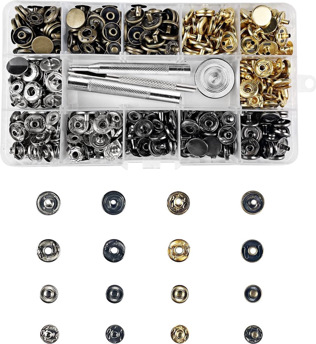 Kit de 120 boutons-pression en métal avec pince à poinçonner et 4 outils de  fixation
