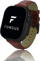 Fungus - Smartwatch bandje - Geschikt voor Apple Watch 42 / 44 / 45 / 49 mm - Series 1 2 3 4 5 6 7 8 9 SE Ultra iWatch - Leer - Classic - Bruin, zwart connector