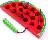 Houten veterspeelgoed meloen - Vanaf 1 jaar - Educatief montessori speelgoed - Peuter speelgoed - Reisspeelgoed - Speelgoed voor onderweg
