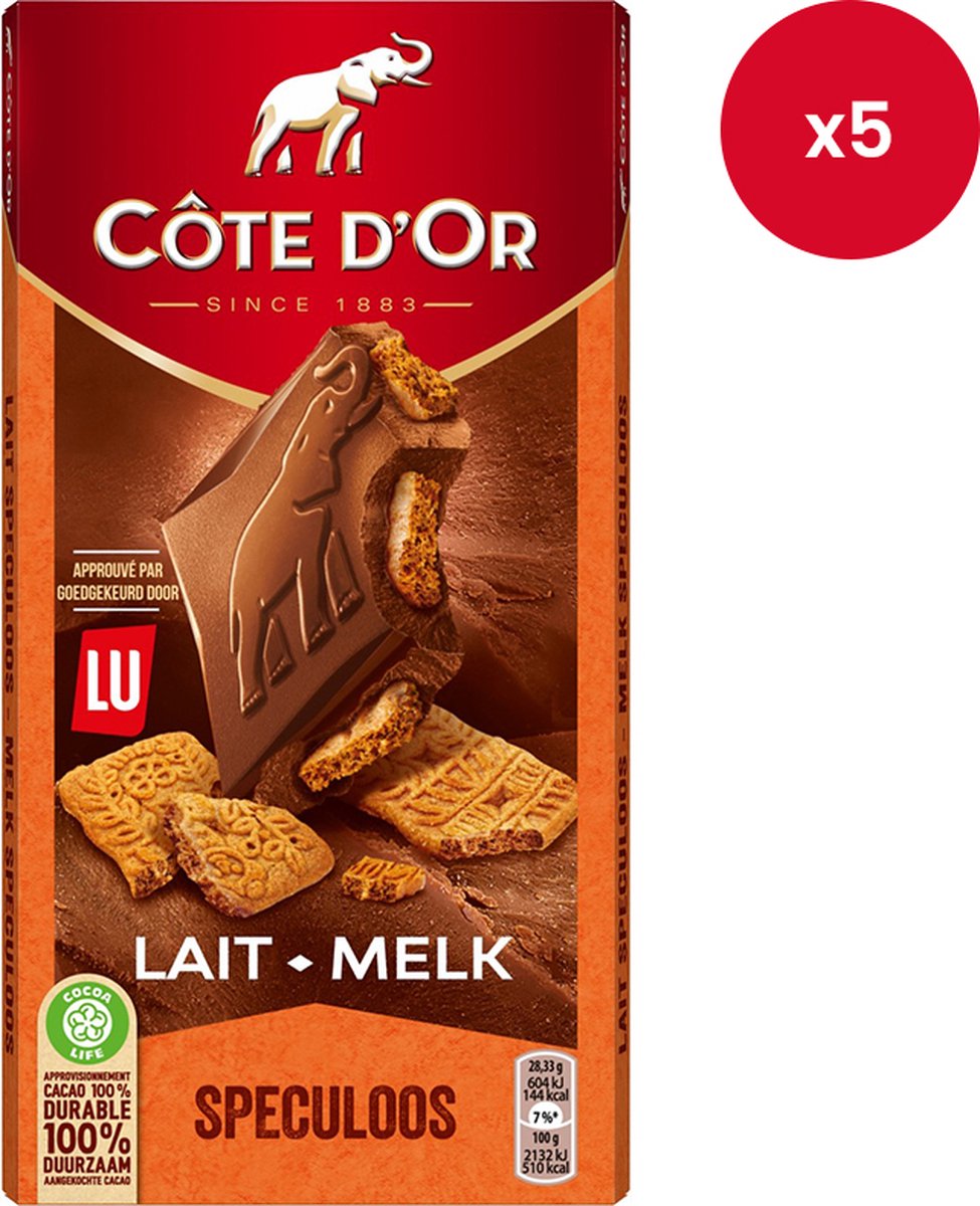 Côte d'Or - Tablette Chocolat - Lait Spéculoos - 170g x 5