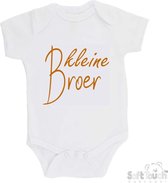 100% katoenen Romper "Kleine broer" Unisex Katoen Wit/tan Maat 56/62