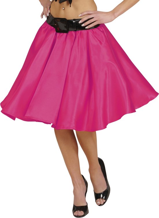 Widmann - Jaren 50 Kostuum - Satijnen Rokje Met Petticoat, Roze Vrouw - Roze - One Size - Carnavalskleding - Verkleedkleding