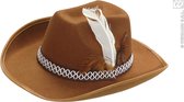 Widmann - Cowboy & Cowgirl Kostuum - Cowboyhoed Bruin Met Veren, Kind - Bruin - Carnavalskleding - Verkleedkleding